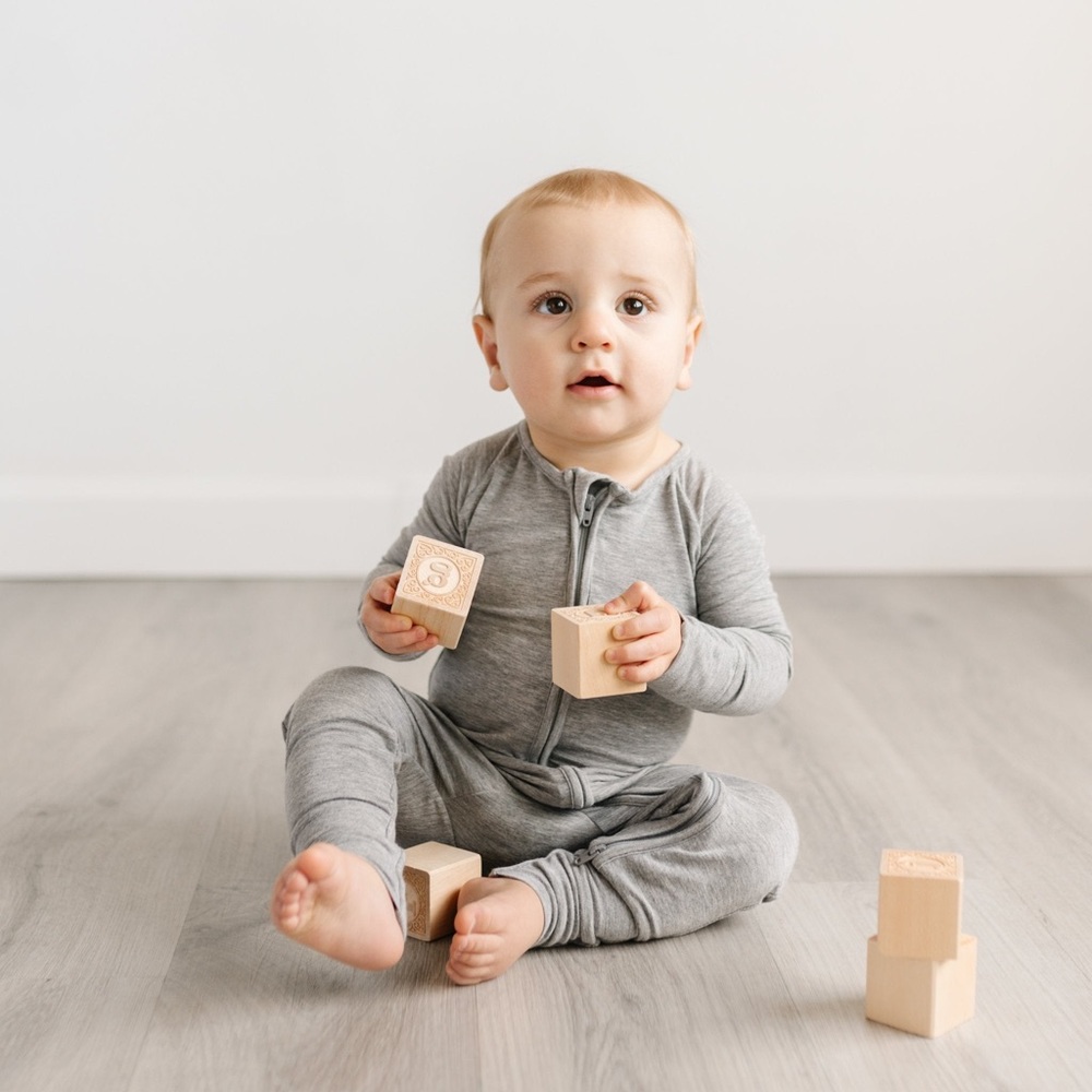 Little Sleepies Heather Grey Zippie 6-12 months